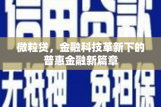 枣强微粒贷，金融科技革新下的普惠金融新篇章