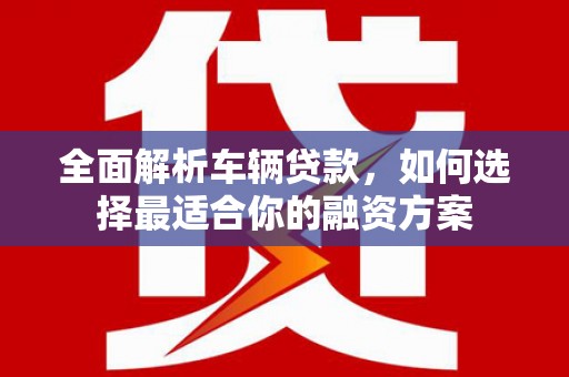 枣强全面解析车辆贷款，如何选择最适合你的融资方案